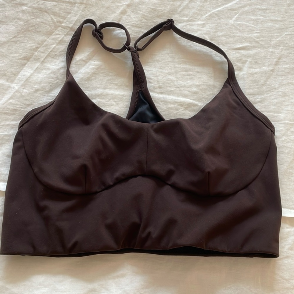 Coffee bean brown. Size large. Varley sports bra.